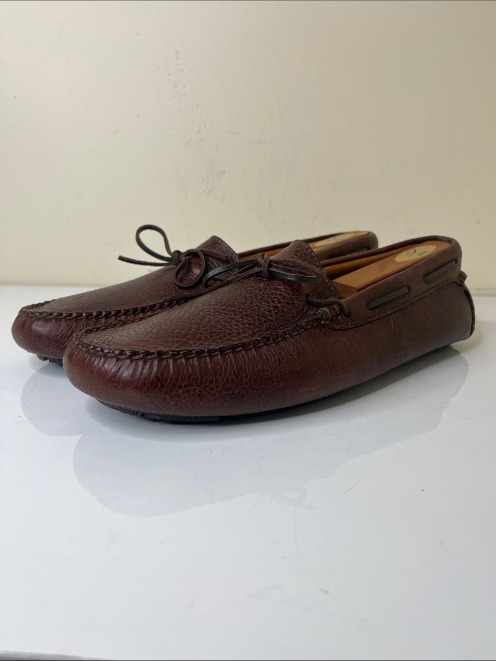 Johnston & Murphy Damon One-Eye Tie Dark Brown Leather Moccasin Driving Loafers